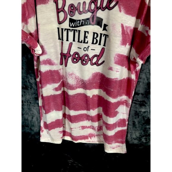 Bougie With A Little Bit Of Hood Women’s T-Shirt Tie Dye Bleached Extra Large - Picture 6 of 11